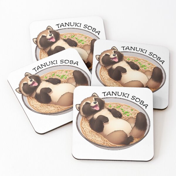 Item preview, Tanuki Soba - Cute raccoon-dog laying in noodles - Funny designed and sold by Hungry-Fox.