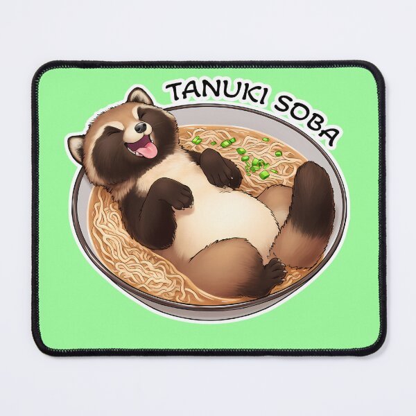 Item preview, Tanuki Soba - Cute raccoon-dog laying in noodles - Funny designed and sold by Hungry-Fox.