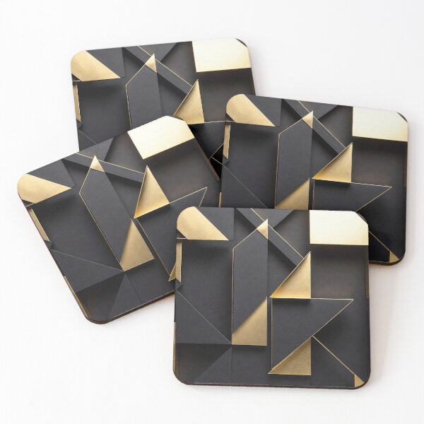 Item preview, Geometric Black and Gray Triangles with Gold designed and sold by IntelliMindDesigns.