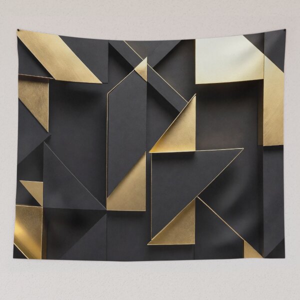 Item preview, Geometric Black and Gray Triangles with Gold designed and sold by IntelliMindDesigns.