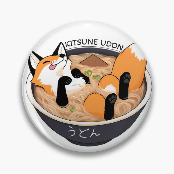 Item preview, Kitsune Udon - Cute fox laying in udon noodles - funny designed and sold by Hungry-Fox.