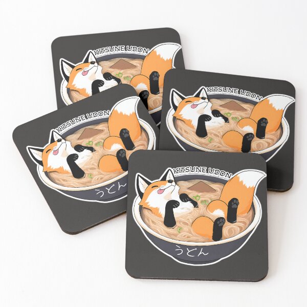 Item preview, Kitsune Udon - Cute fox laying in udon noodles - funny designed and sold by Hungry-Fox.