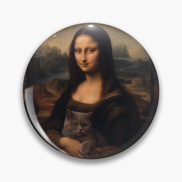 Item preview, Mona Lisa and British Shorthair Cat Painting - Funny Renaissance Parody Painting designed and sold by merchxwear.