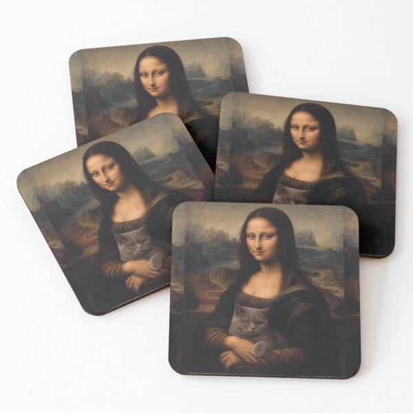 Item preview, Mona Lisa and British Shorthair Cat Painting - Funny Renaissance Parody Painting designed and sold by merchxwear.