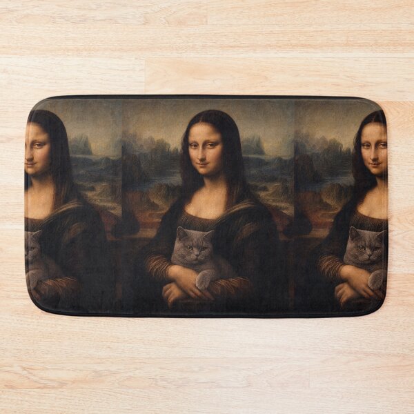 Item preview, Mona Lisa and British Shorthair Cat Painting - Funny Renaissance Parody Painting designed and sold by merchxwear.