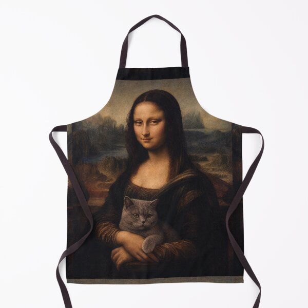 Item preview, Mona Lisa and British Shorthair Cat Painting - Funny Renaissance Parody Painting designed and sold by merchxwear.