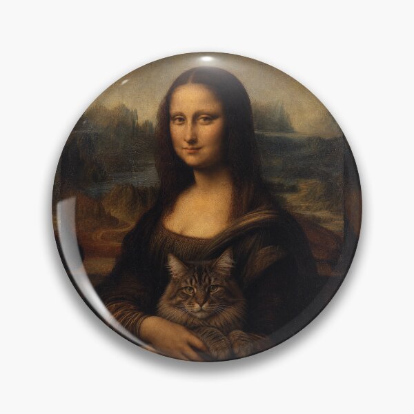 Item preview, Mona Lisa and Maine Coon Cat Painting - Funny Renaissance Parody Painting designed and sold by merchxwear.