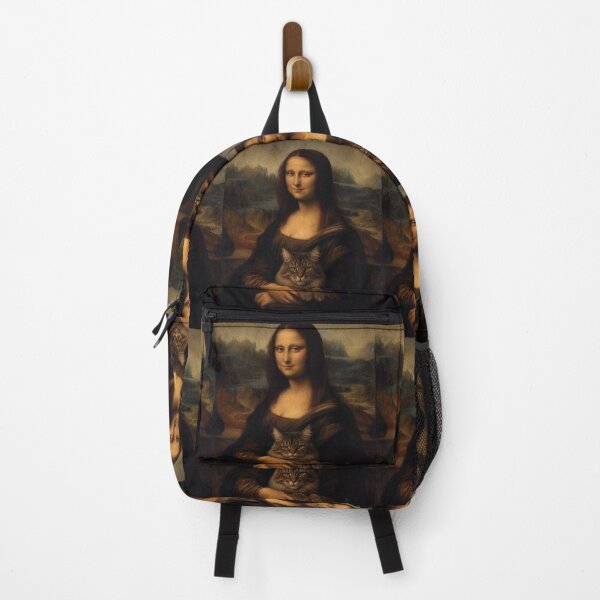 Item preview, Mona Lisa and Maine Coon Cat Painting - Funny Renaissance Parody Painting designed and sold by merchxwear.