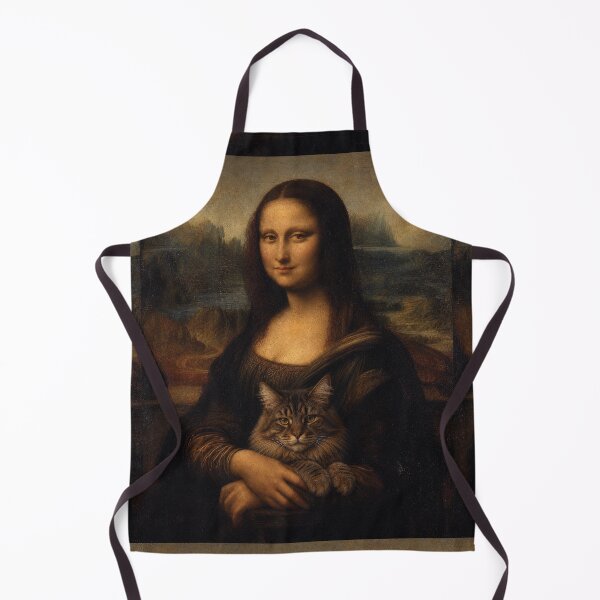 Item preview, Mona Lisa and Maine Coon Cat Painting - Funny Renaissance Parody Painting designed and sold by merchxwear.