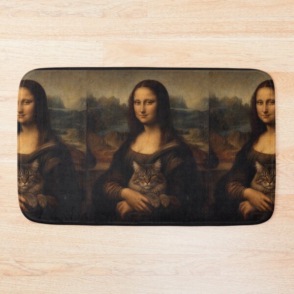 Item preview, Mona Lisa and Maine Coon Cat Painting - Funny Renaissance Parody Painting designed and sold by merchxwear.