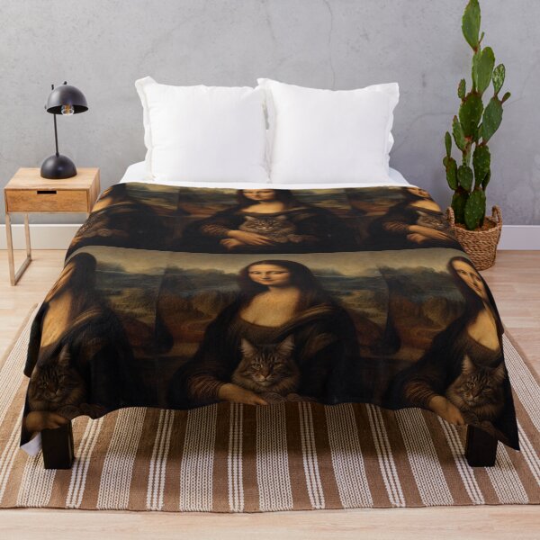 Item preview, Mona Lisa and Maine Coon Cat Painting - Funny Renaissance Parody Painting designed and sold by merchxwear.