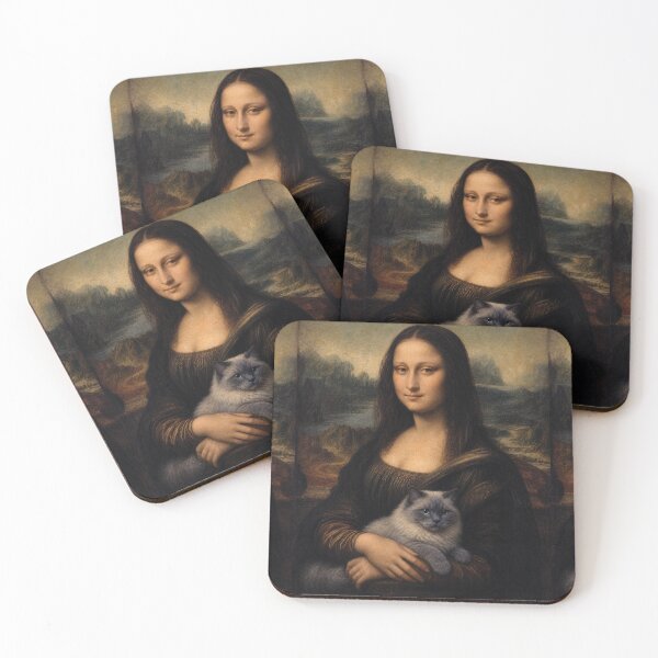 Item preview, Mona Lisa and Ragdoll Cat Painting - Funny Renaissance Parody Painting designed and sold by merchxwear.