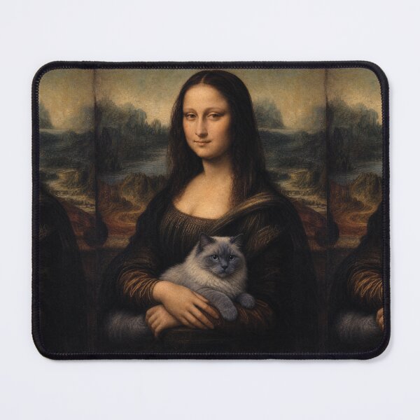 Item preview, Mona Lisa and Ragdoll Cat Painting - Funny Renaissance Parody Painting designed and sold by merchxwear.