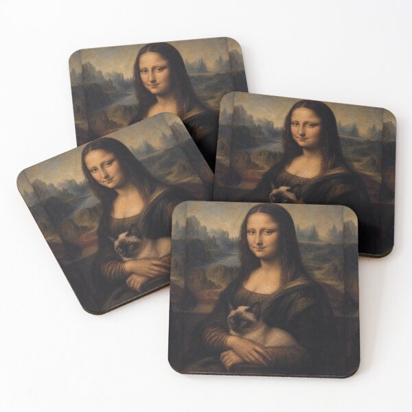 Item preview, Mona Lisa and Siamese Cat Painting - Funny Renaissance Parody Painting designed and sold by merchxwear.