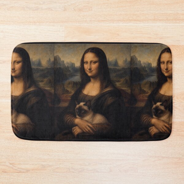 Item preview, Mona Lisa and Siamese Cat Painting - Funny Renaissance Parody Painting designed and sold by merchxwear.