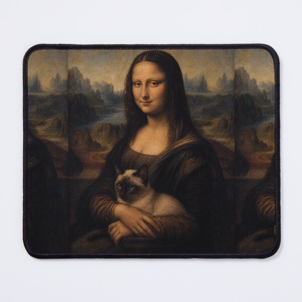 Item preview, Mona Lisa and Siamese Cat Painting - Funny Renaissance Parody Painting designed and sold by merchxwear.