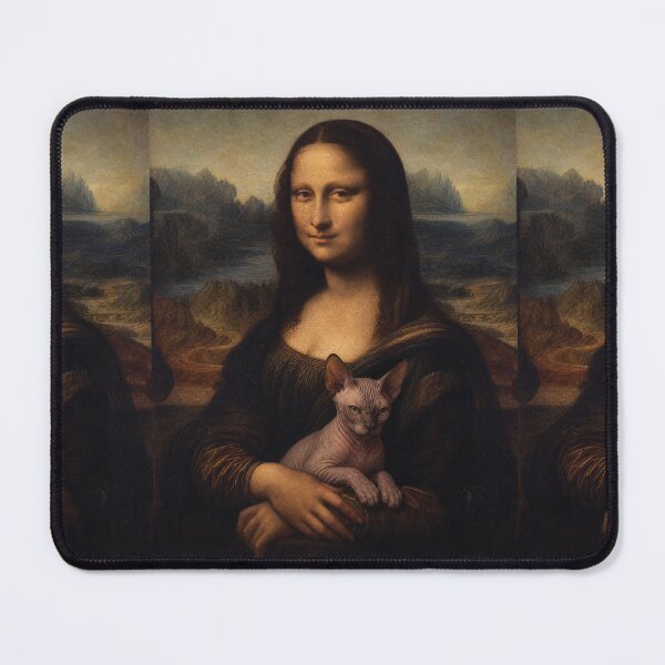 Item preview, Mona Lisa and Sphynx Cat Painting - Funny Renaissance Parody Painting designed and sold by merchxwear.