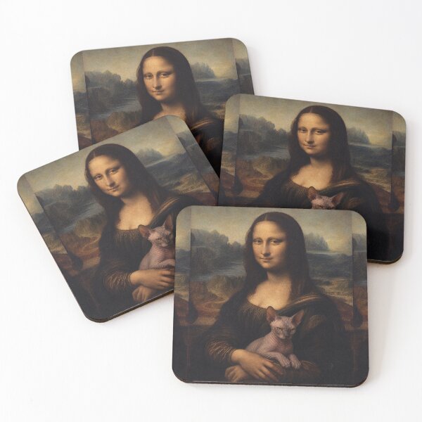 Item preview, Mona Lisa and Sphynx Cat Painting - Funny Renaissance Parody Painting designed and sold by merchxwear.