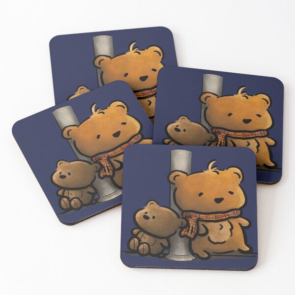 Item preview, Two bears leaning against the pillar cartoon illustration designed and sold by CuteLemon00.