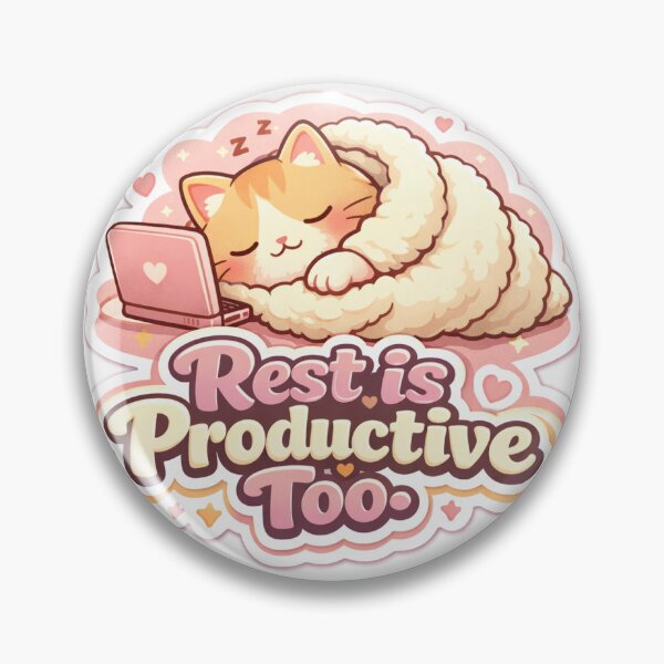 Item preview, Sleepy Cat Sticker Kawaii Self Care Aesthetic for Burnout Recovery & Cozy Vibes designed and sold by CutePrintCorner.