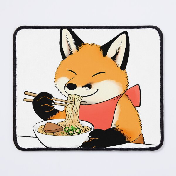Item preview, Kitsune Udon - Cute fox eating udon noodles designed and sold by Hungry-Fox.