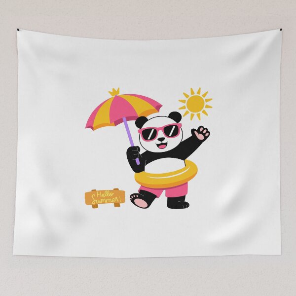 Item preview, Hello Summer Panda Pool Float Beach Kids T-Shirt designed and sold by FestivityFinds.