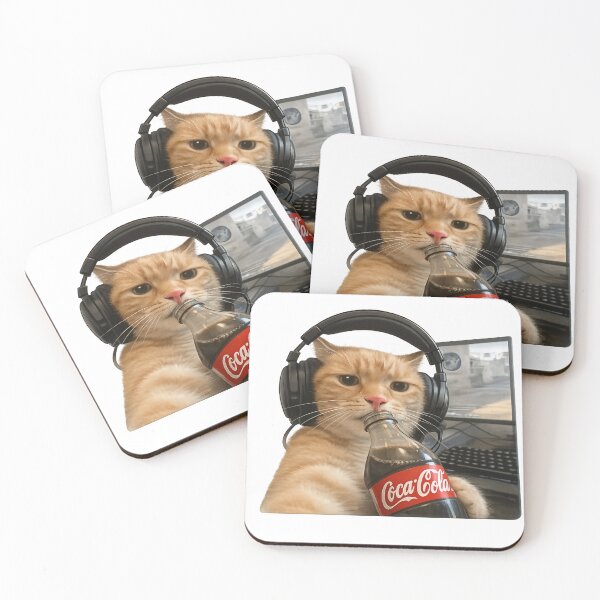 Item preview, Funny Gamer Cat Drinking Soda Meme Sticker – Cute Gaming Cat Gift designed and sold by wamdahcreative.