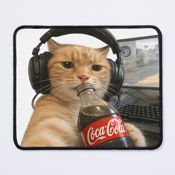 Item preview, Funny Gamer Cat Drinking Soda Meme Sticker – Cute Gaming Cat Gift designed and sold by wamdahcreative.