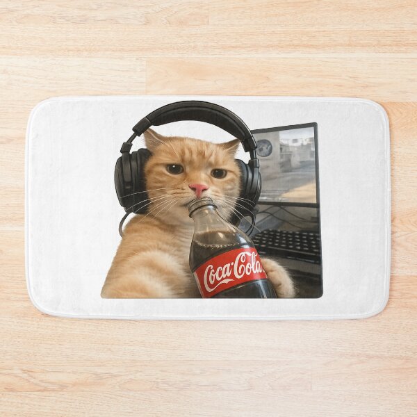 Item preview, Funny Gamer Cat Drinking Soda Meme Sticker – Cute Gaming Cat Gift designed and sold by wamdahcreative.