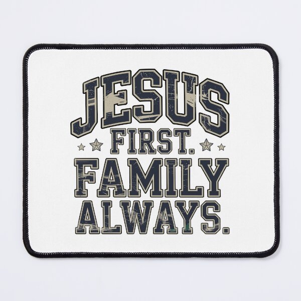 Item preview, Jesus First Family Always Christian Family Faith Vintage Design designed and sold by HahaHandlesHub.