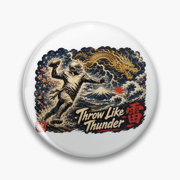 Item preview, Throw Like Thunder – Japanese Ukiyo-e Football QB Dragon Sticker designed and sold by Locker39.