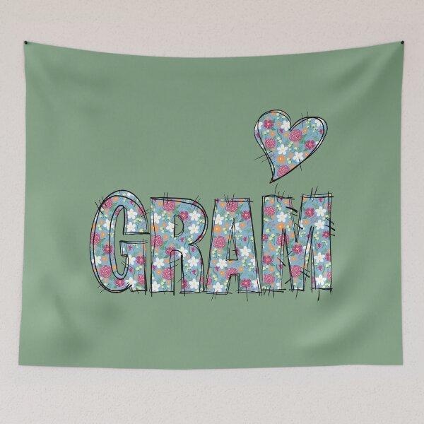Item preview, Gram Grandma Floral Stitch Pattern with green background  designed and sold by missmann.