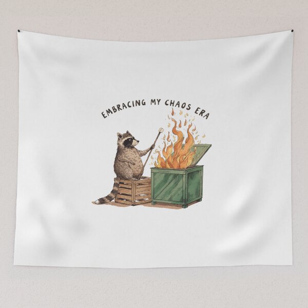 Item preview, Embracing My Chaos Era Funny Raccoon Fire T-Shirt designed and sold by FestivityFinds.