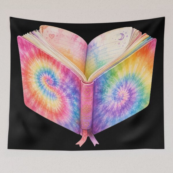 Item preview, Rainbow Tie Dye Open Book Art designed and sold by jgvisualarts.