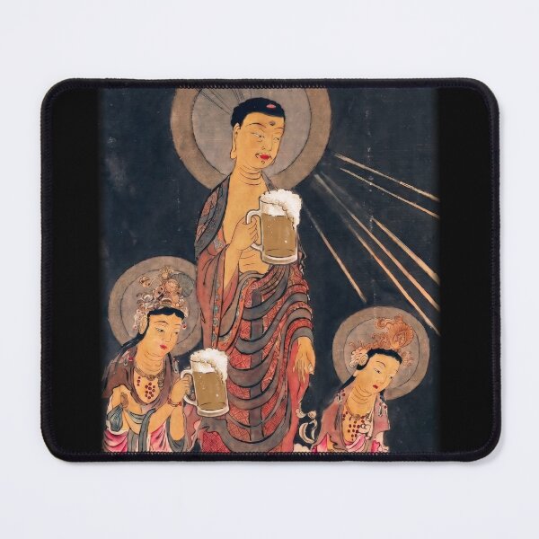 Item preview, Funny Ukiyo-e Buddha Drinking Beer Graphic designed and sold by Tokyo Hebereke Market.
