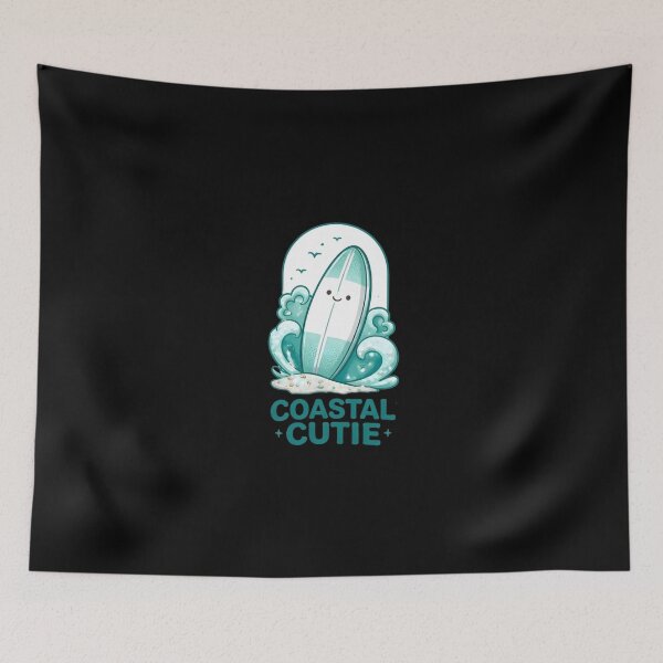 Item preview, Coastal Cutie Surfboard Cute Ocean Waves Kids T-Shirt designed and sold by FestivityFinds.