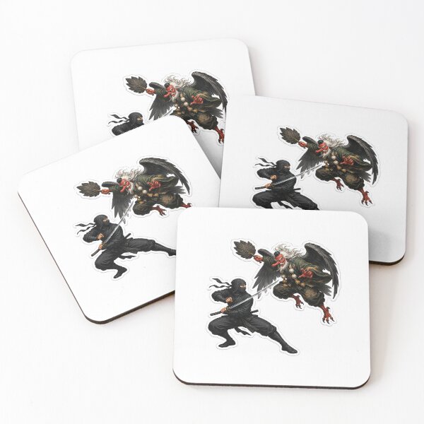 Item preview, Ninja vs Tengu Japanese Mythology Battle Sticker Art Ukiyo-e Style Warrior designed and sold by Aguri-tei.