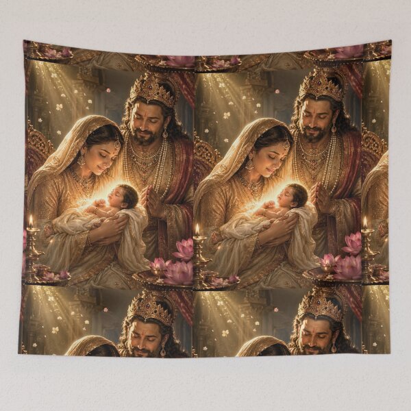 Item preview, Ram Navami Wall Art – Divine Birth of Lord Ram in Ayodhya | Hindu Canvas Print & Spiritual Home Decor designed and sold by Homyar.