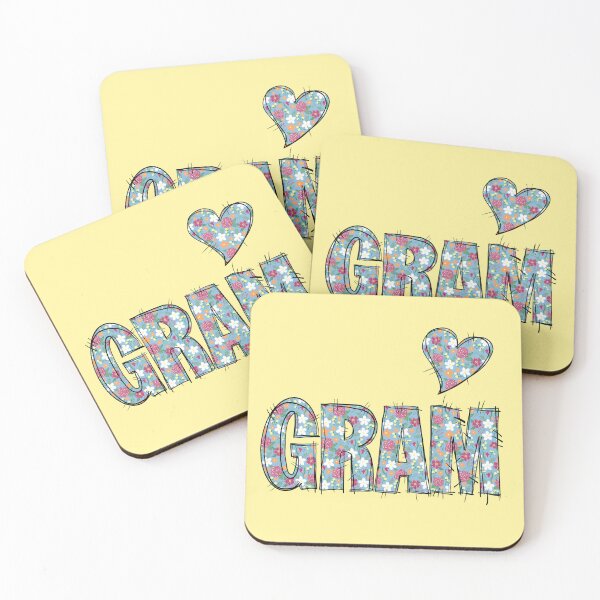 Item preview, Gram Grandma Floral Stitch Pattern with yellow background  designed and sold by missmann.