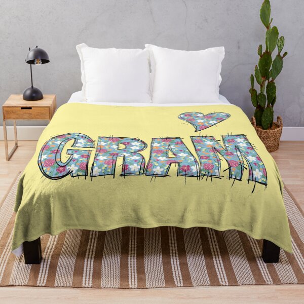 Item preview, Gram Grandma Floral Stitch Pattern with yellow background  designed and sold by missmann.
