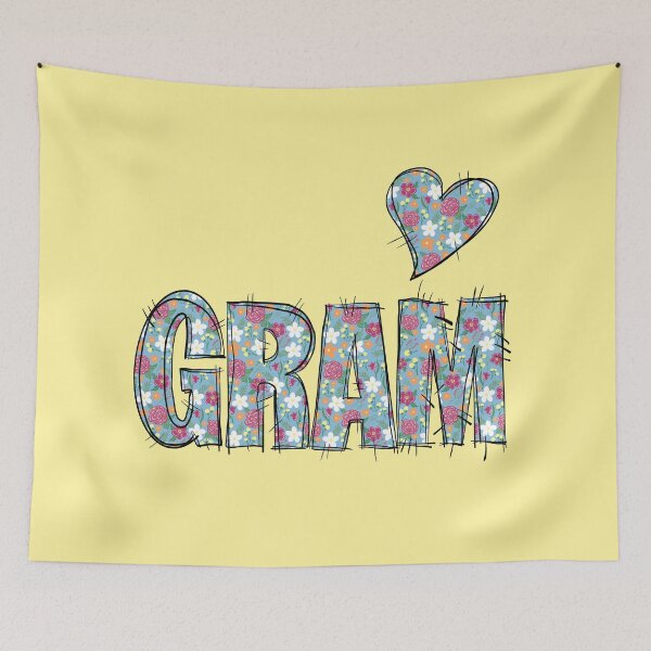Item preview, Gram Grandma Floral Stitch Pattern with yellow background  designed and sold by missmann.