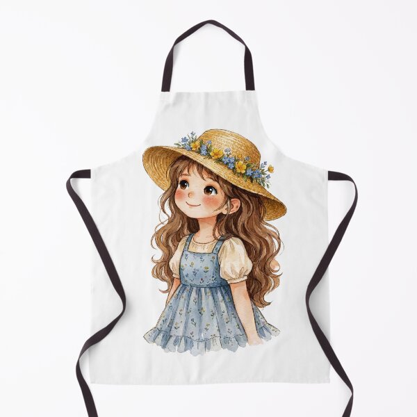 Item preview, Watercolor Floral Hat Girl - Cute Whimsical Summer Character designed and sold by Tiny-roar-studio.