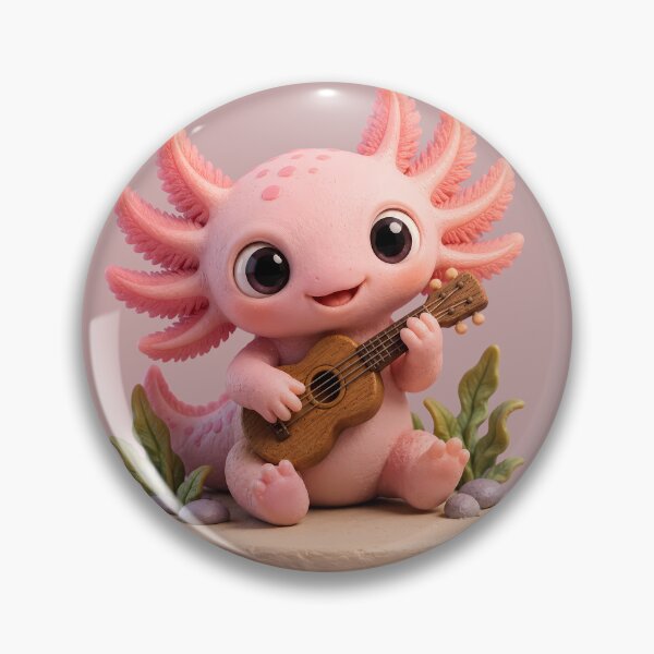 Item preview, Cute Pink Axolotl Playing Ukulele Guitar Claymation designed and sold by ArtdesignsA.