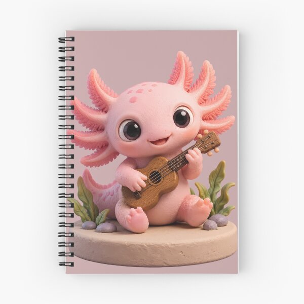 Item preview, Cute Pink Axolotl Playing Ukulele Guitar Claymation designed and sold by ArtdesignsA.