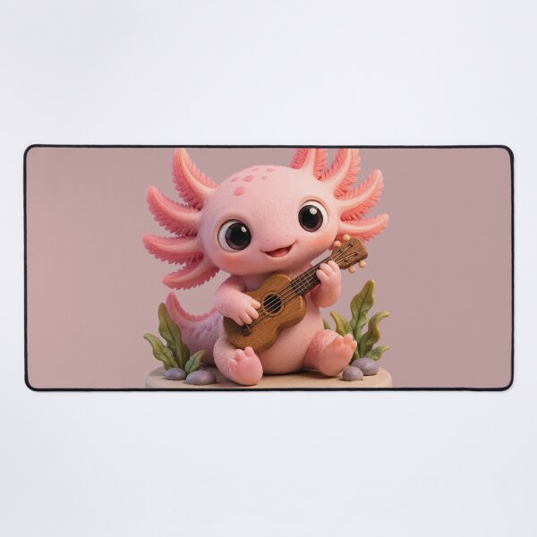 Item preview, Cute Pink Axolotl Playing Ukulele Guitar Claymation designed and sold by ArtdesignsA.