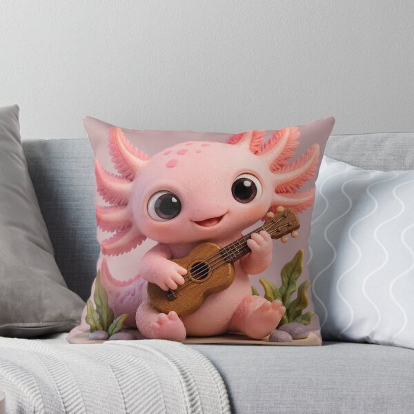 Item preview, Cute Pink Axolotl Playing Ukulele Guitar Claymation designed and sold by ArtdesignsA.