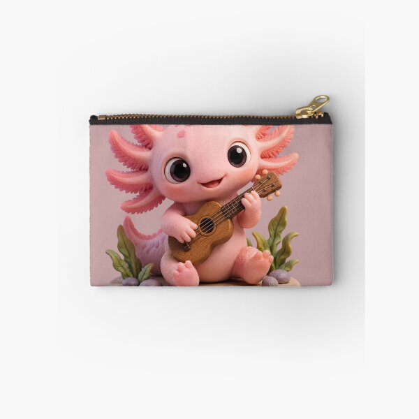 Item preview, Cute Pink Axolotl Playing Ukulele Guitar Claymation designed and sold by ArtdesignsA.