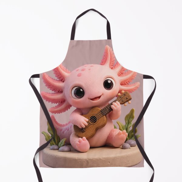 Item preview, Cute Pink Axolotl Playing Ukulele Guitar Claymation designed and sold by ArtdesignsA.