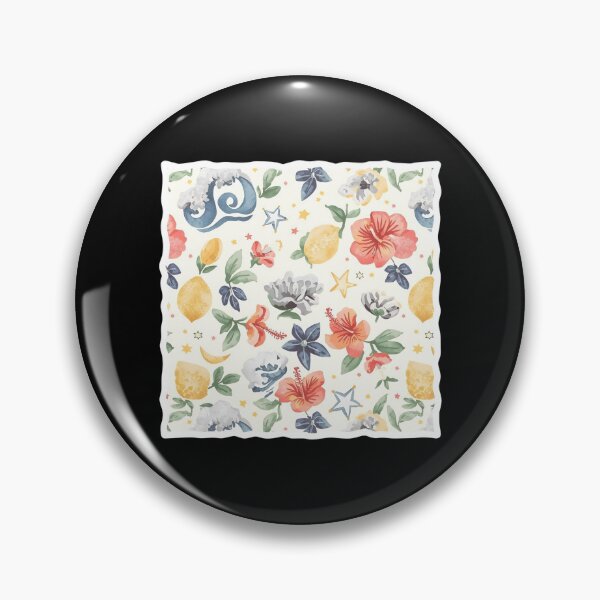 Item preview, Pastel Lemon Hibiscus Floral Pattern Sticker designed and sold by FestivityFinds.