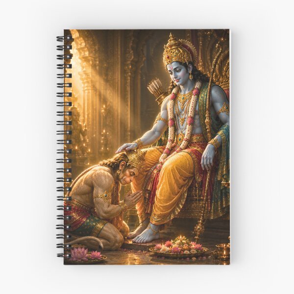 Item preview, Ram Navami Hanuman at Lord Ram's Feet Wall Art | Ultimate Devotion Artwork | Premium Hindu Canvas Print designed and sold by Homyar.